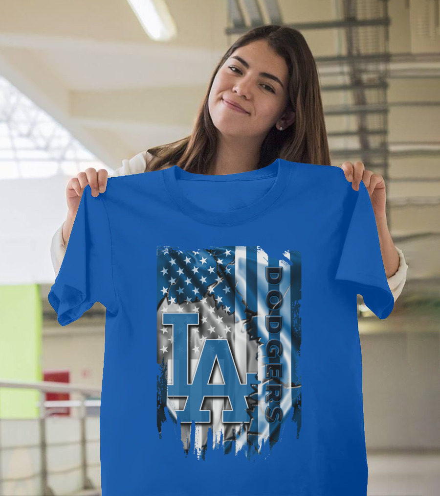 La Dodgers American Flag Blue T-Shirt