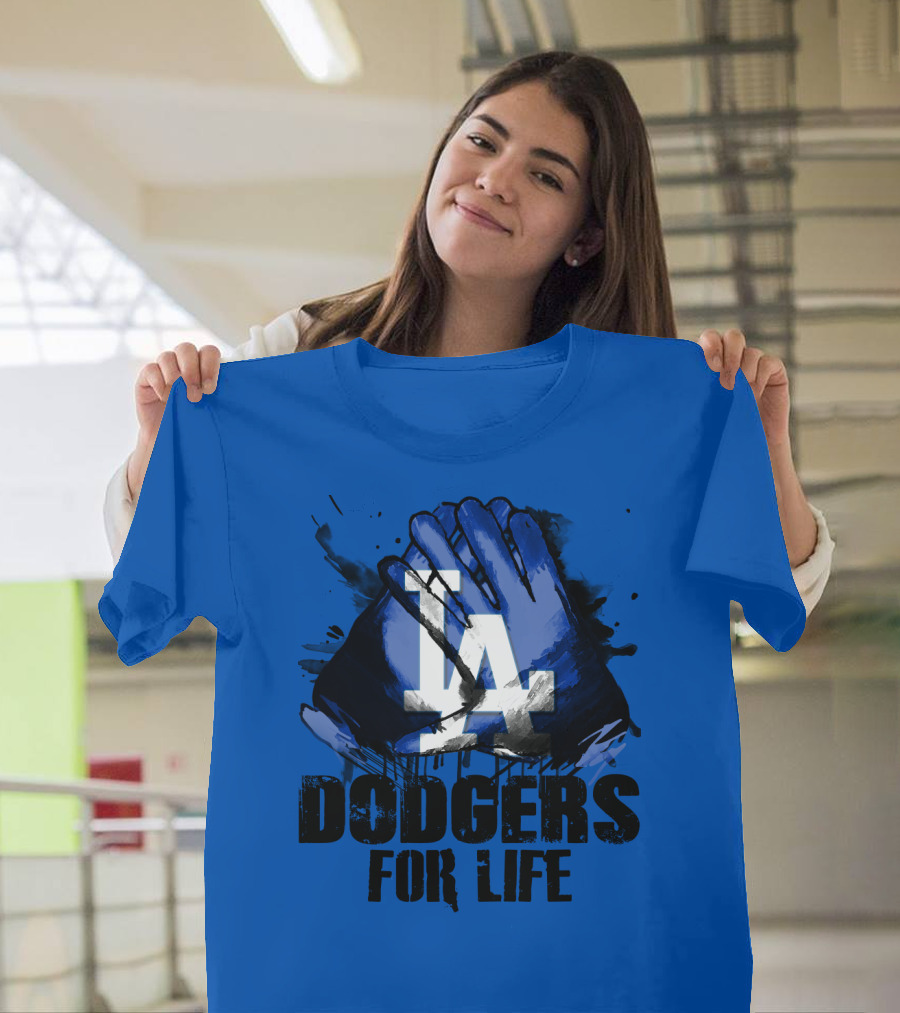 La Dodgers For Life Blue Graphic Featuring Iconic Logo With Hands T-Shirt