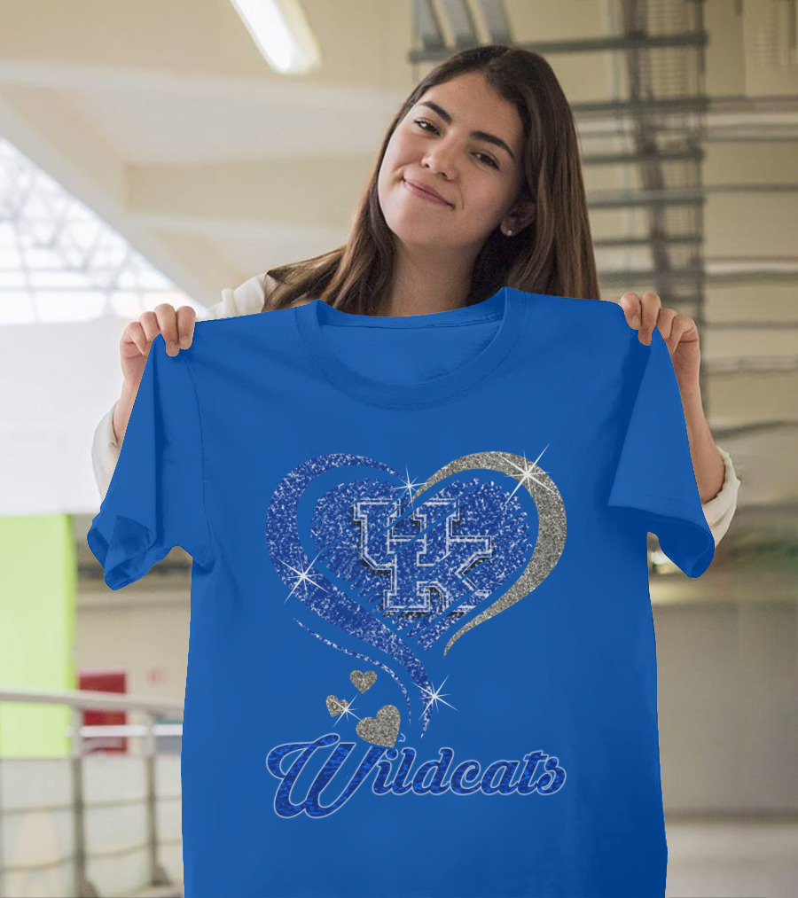 Uk Wildcats Heart Shaped Glitter T-Shirt