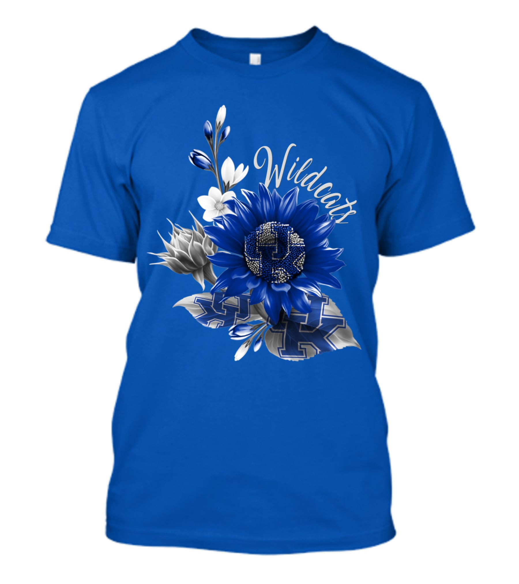 Wildcats Kentucky Blue Flowers K T-Shirt
