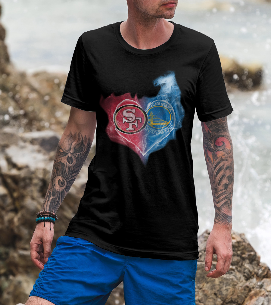 San Francisco 49ers Golden State Warriors Heart Fusion T-Shirt