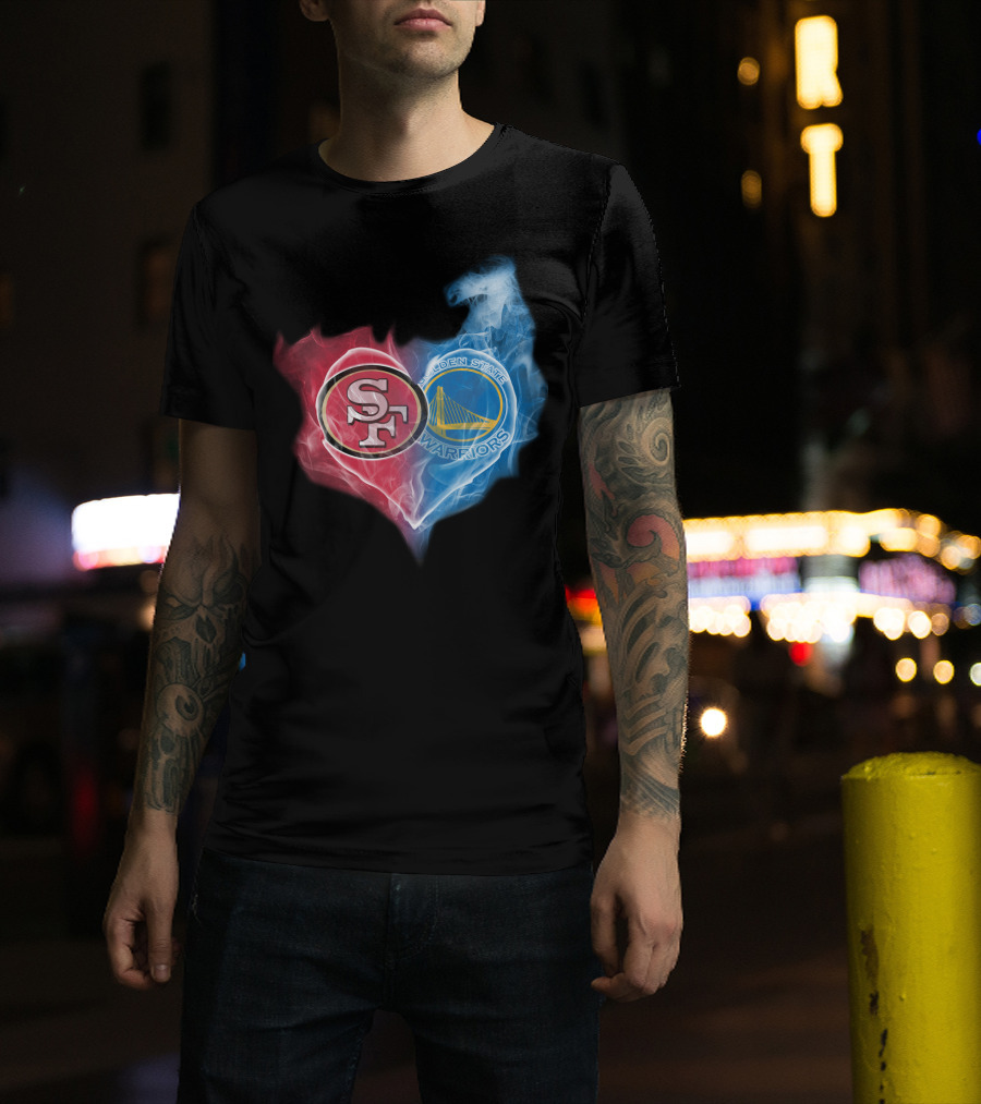 San Francisco 49ers Golden State Warriors Heart Fusion T-Shirt