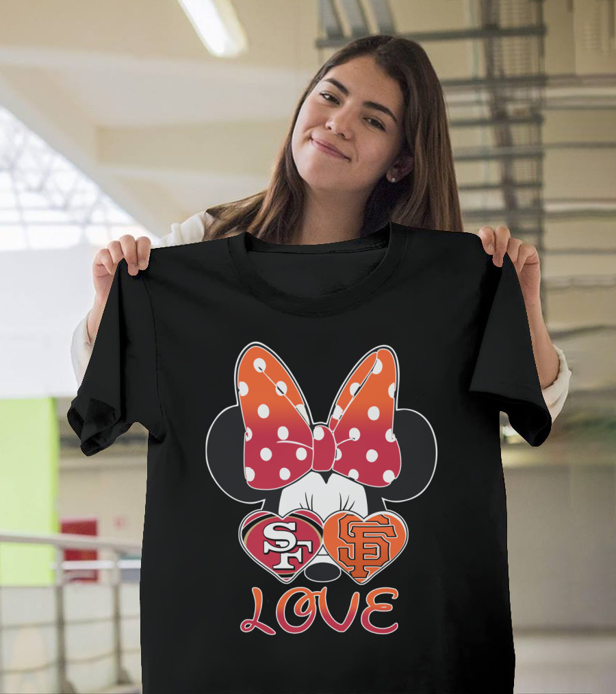 Minnie Mouse Love Sf 49ers Giants Hearts T-Shirt