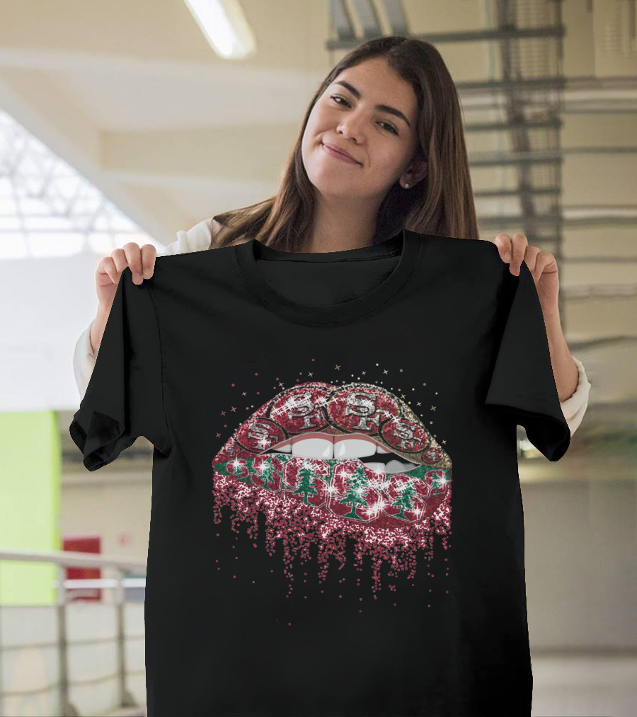 Lip Christmas Tree Santa Glam Lips 49ers T-Shirt