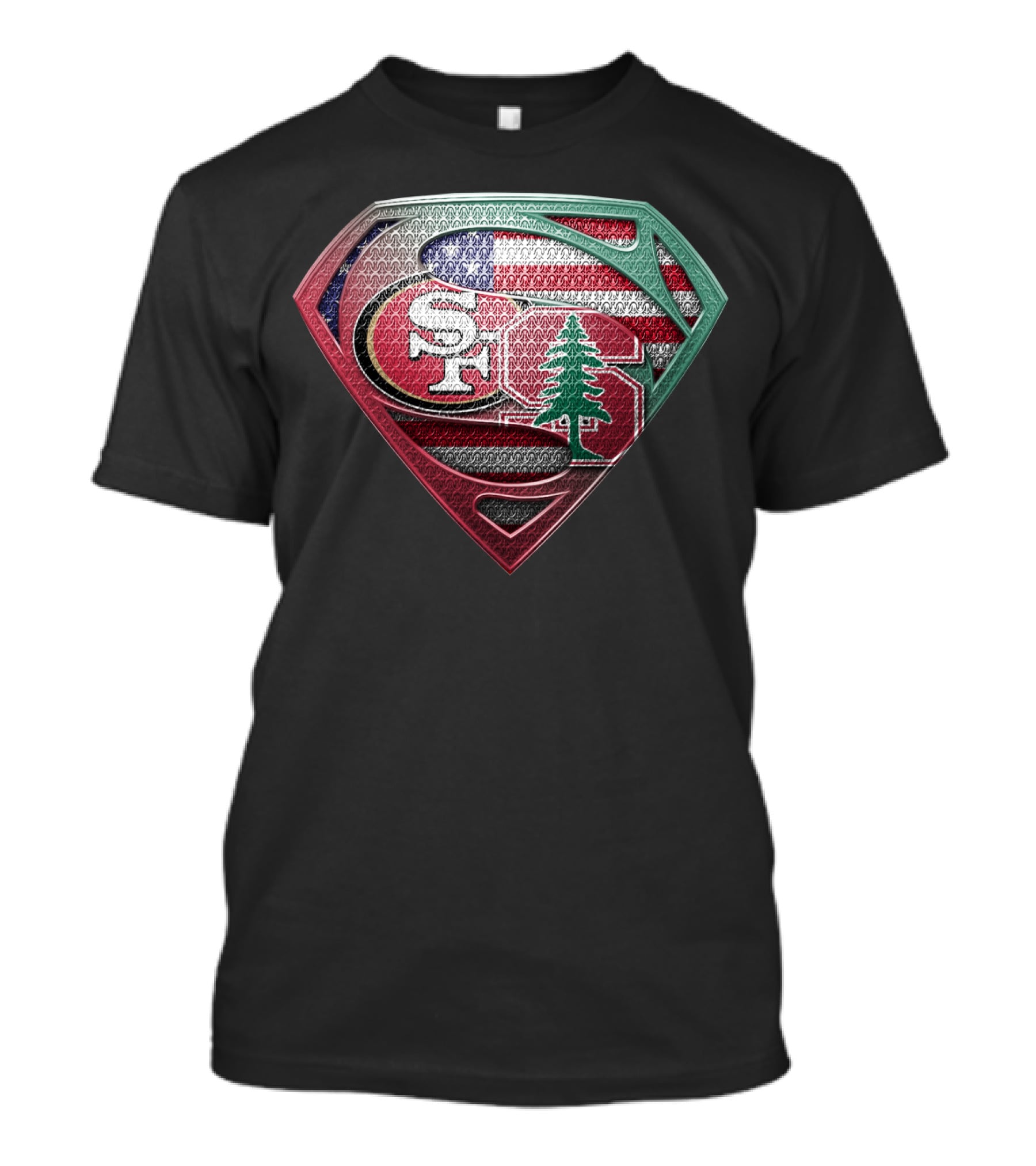 Stanford Cardinal San Francisco 49ers Superman Shield Flag T-Shirt