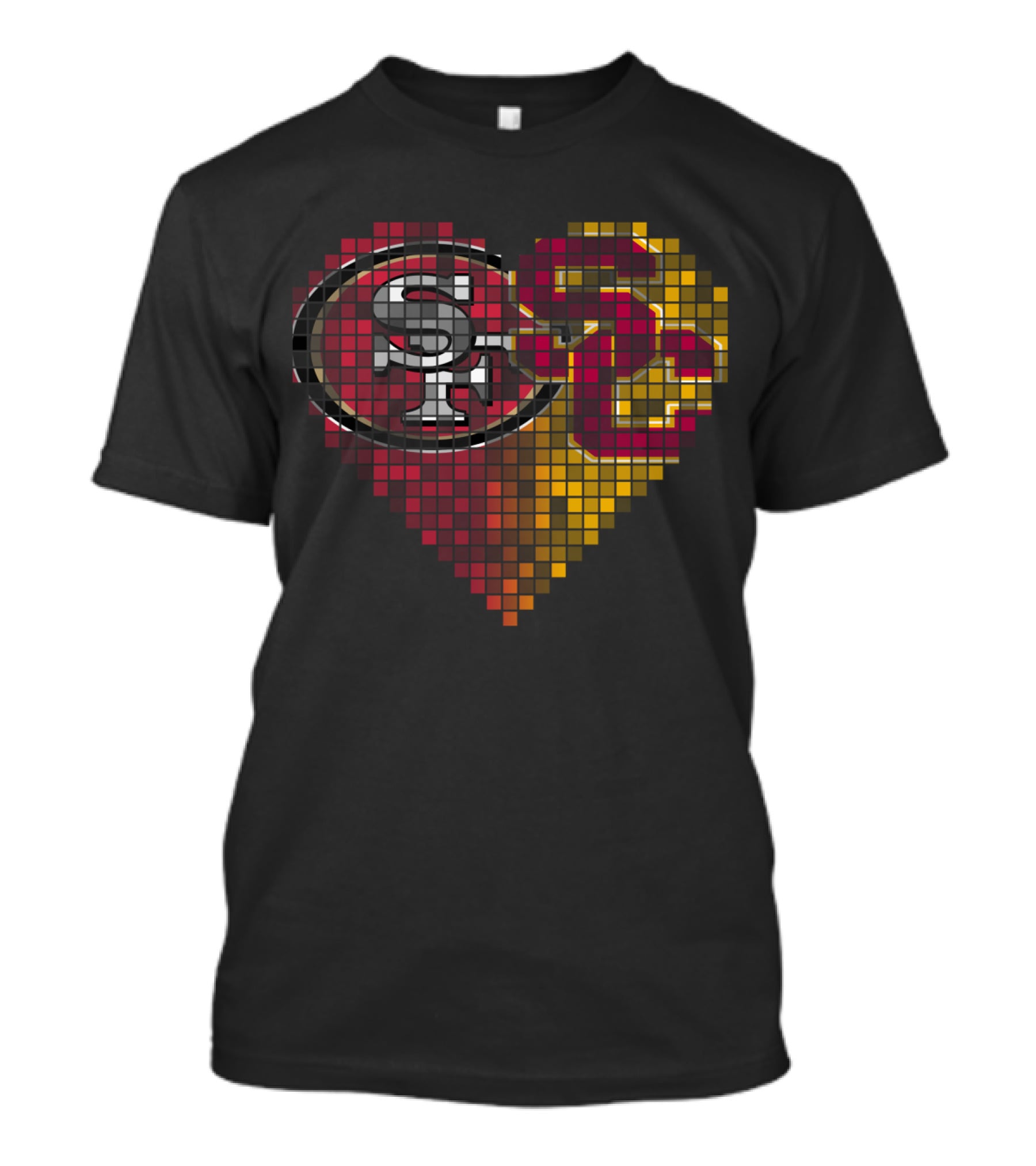 Ttr 005 Heart Mosaic San Francisco 49ers And Usc Trojans Logos T-Shirt