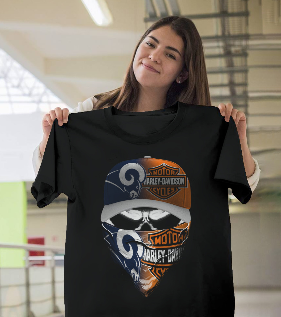 Motorcycles Rams 18Hl Skull Mask Hat Moto Cycles T-Shirt