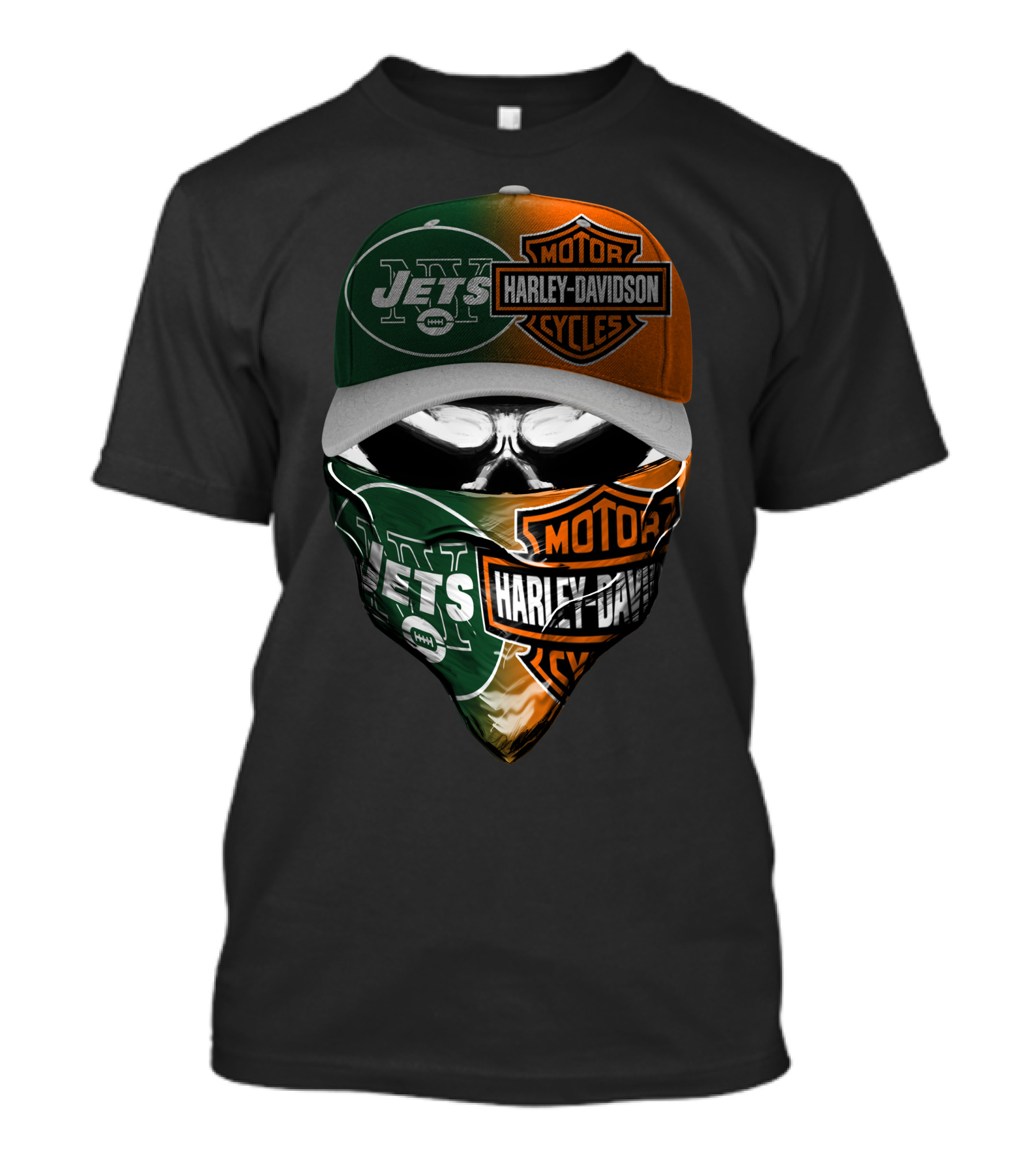 New York Jets Harley Davidson Motorcycles Mashup 24Hl Cap And Bandana T-Shirt