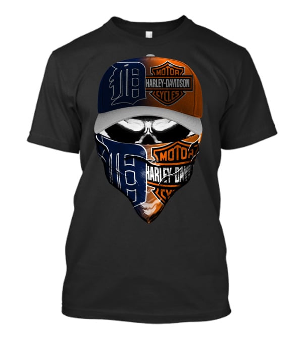 Detroit Tigers Harley Davidson Skull T-Shirt