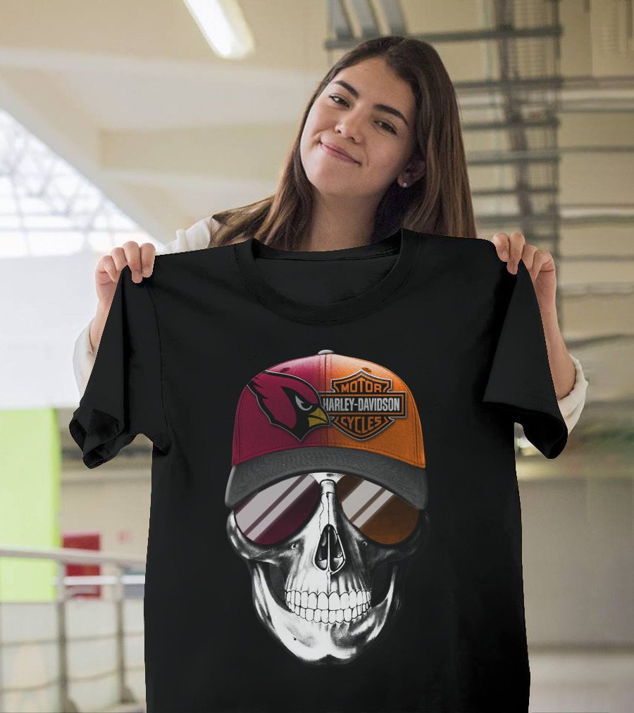 Harley Davidson Arizona Cardinals Skull T-Shirt