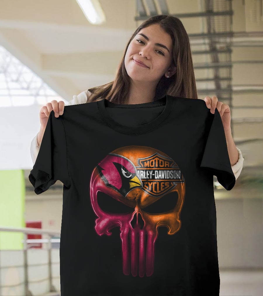 Arizona Cardinals Harley Davidson Skull T-Shirt