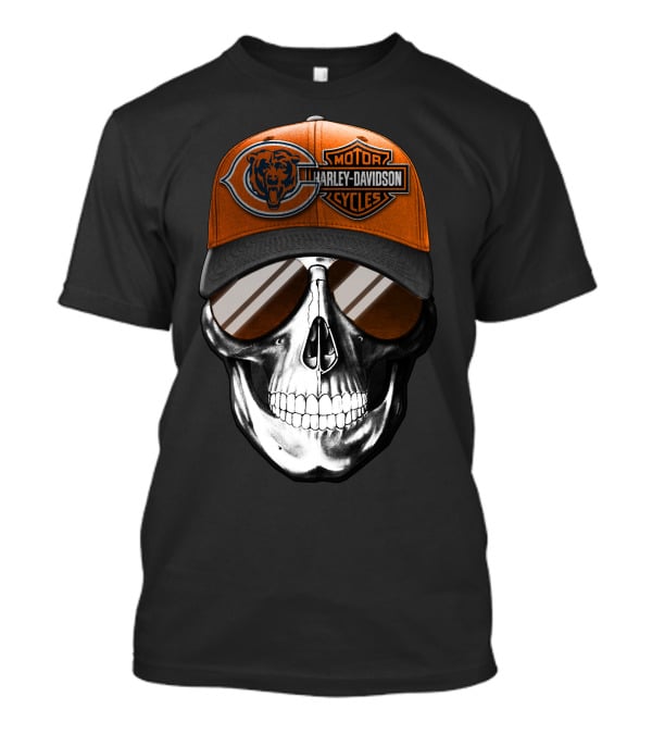 Chicago Bears Harley Davidson Skull Cap T-Shirt