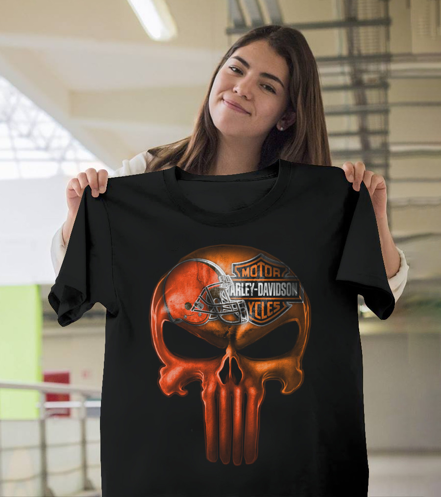 Harley Davidson Skull With Football Helmet T-Shirt