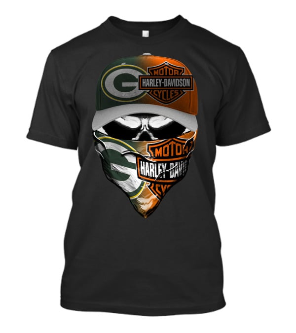 Green Bay Packers Harley Davidson Motorcycles Fan Mask T-Shirt