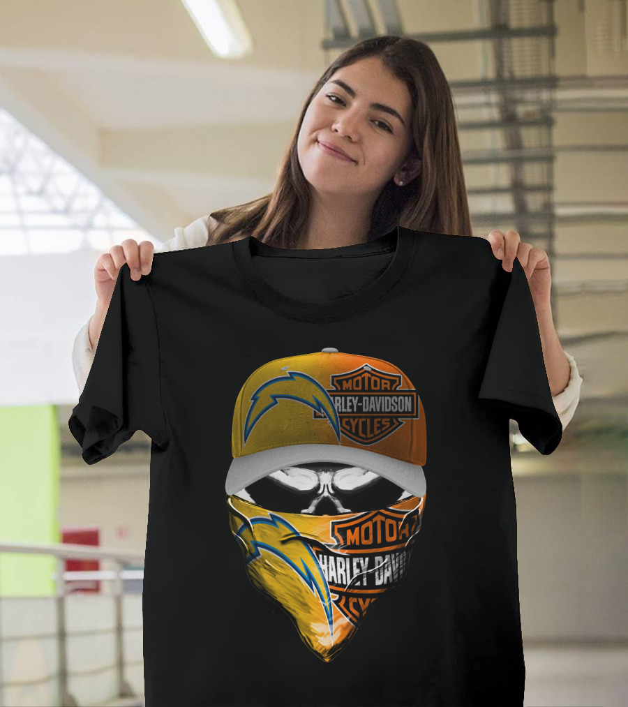 Motor Harley Davidson Los Angeles Chargers Skull T-Shirt