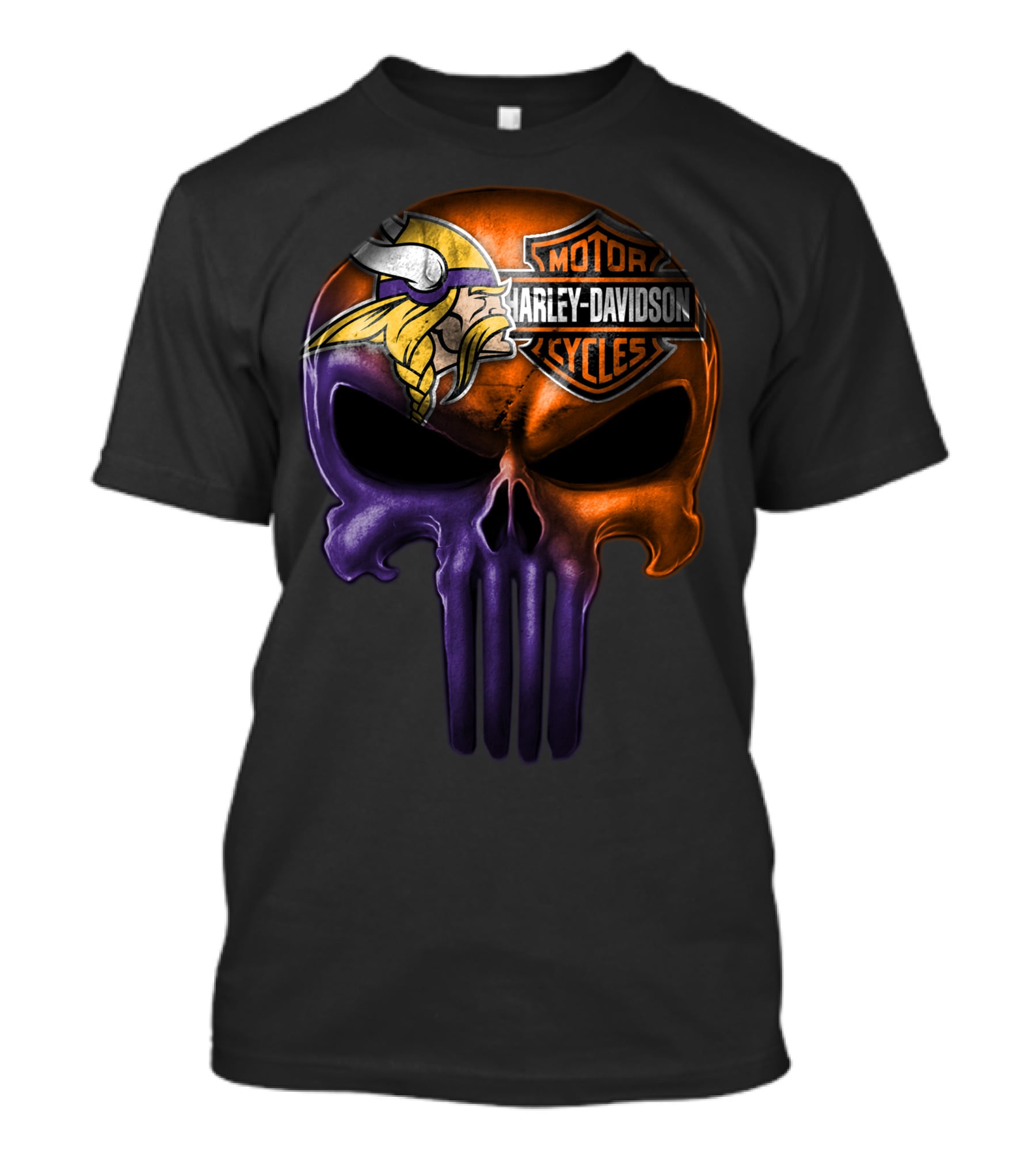 Vikings Skull Harley Davidson Punisher Crossover 20Hl T-Shirt