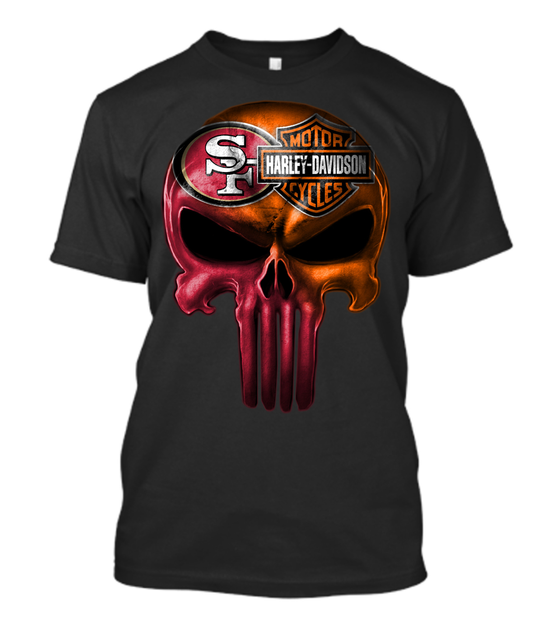 San Francisco 49ers Harley Davidson Punisher Skull T-Shirt
