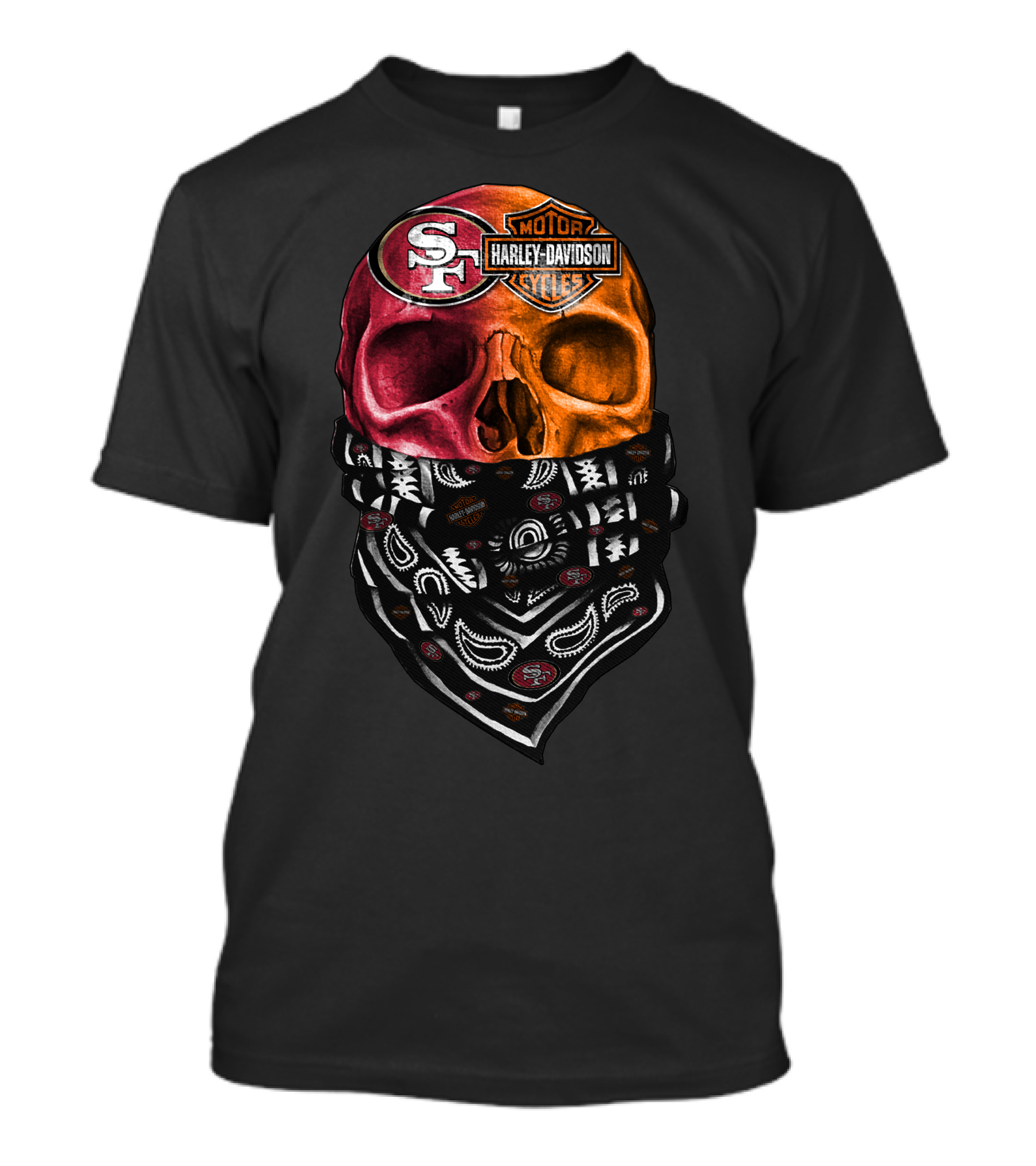 Harley Davidson San Francisco 49ers Skull Bandana T-Shirt