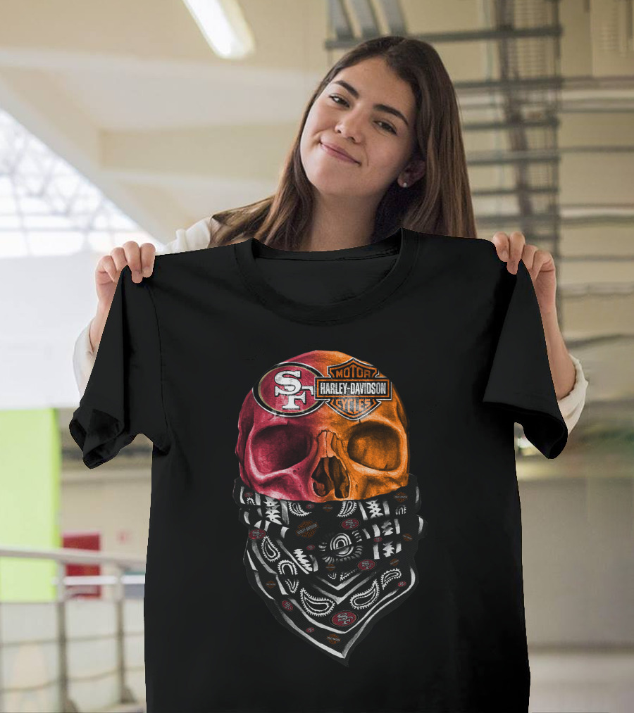 Harley Davidson San Francisco 49ers Skull Bandana T-Shirt