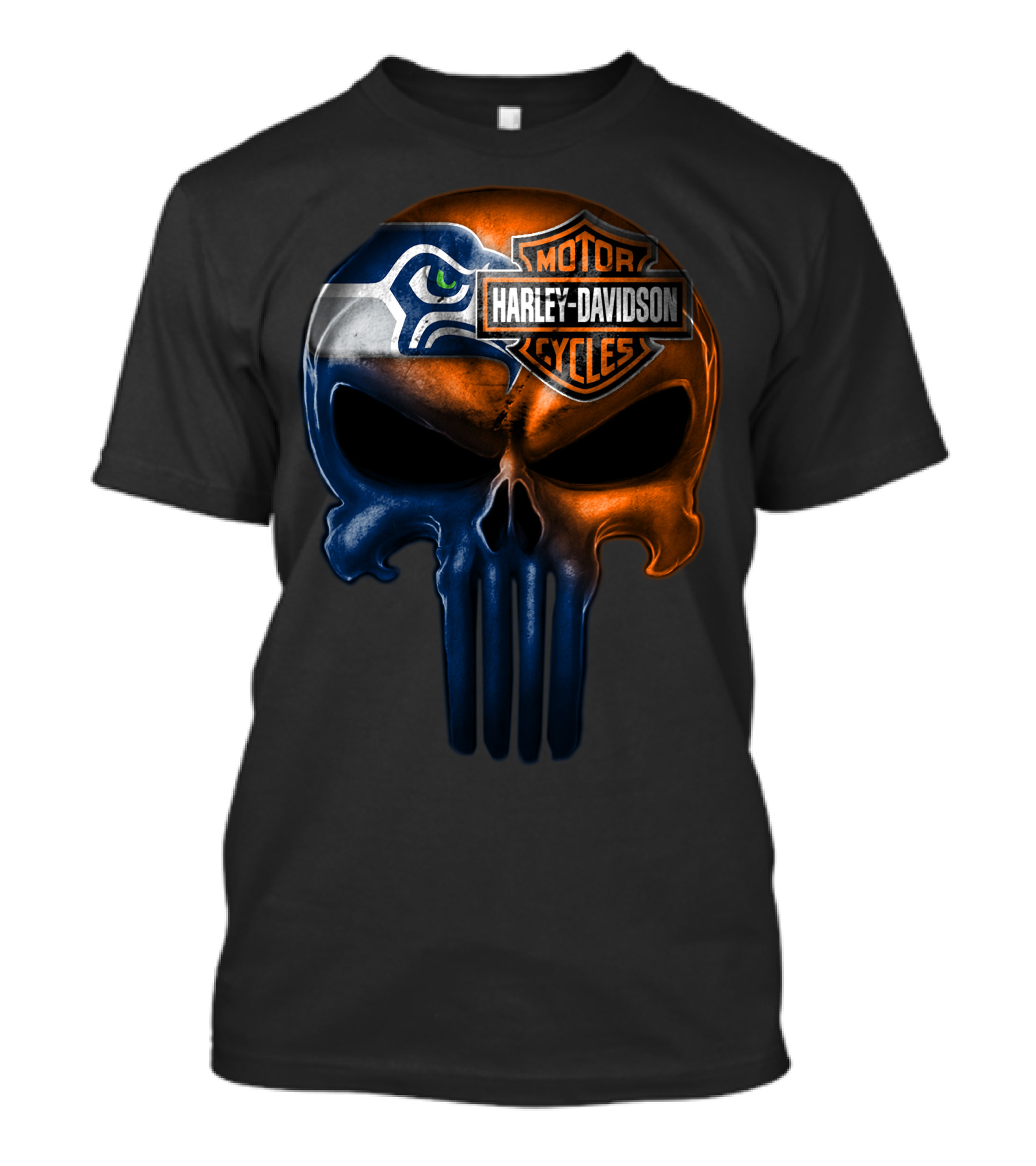 Seattle Seahawks Harley Davidson Skull T-Shirt