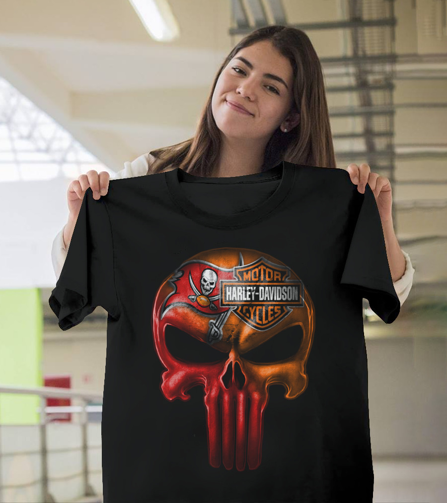 Harley Davidson Motorcycles Tampa Bay Buccaneers Skull T-Shirt