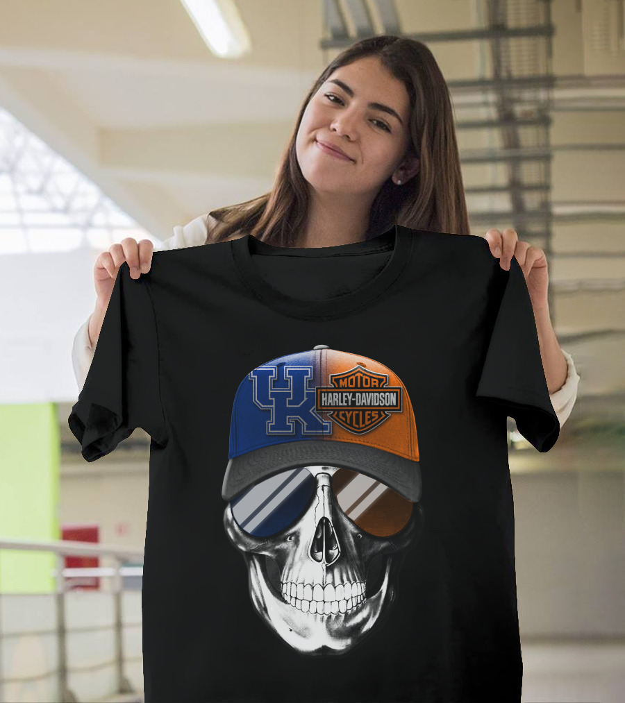 Kentucky Wildcats Harley Davidson Skull Hat T-Shirt