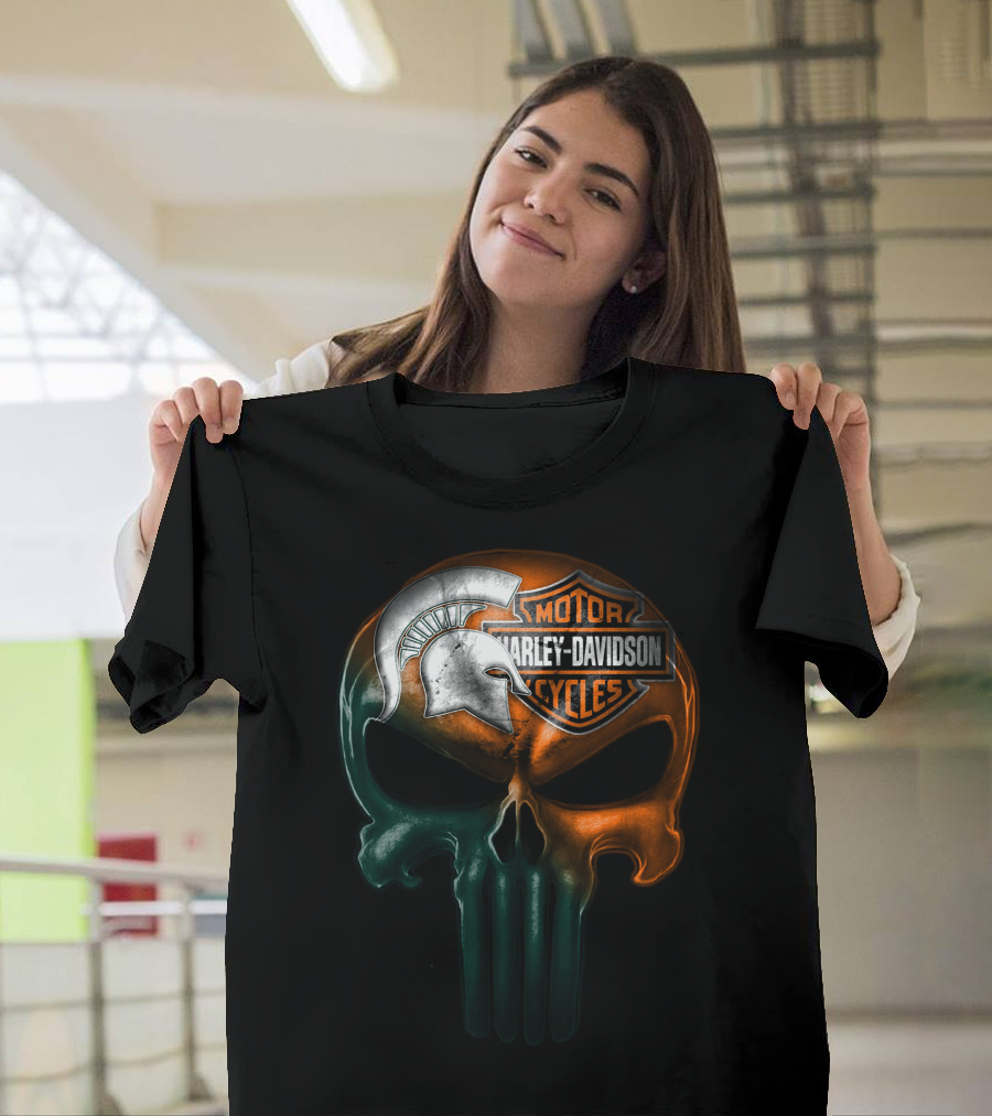 Harley Davidson Motor Cycles Spartan Helmet Skull T-Shirt