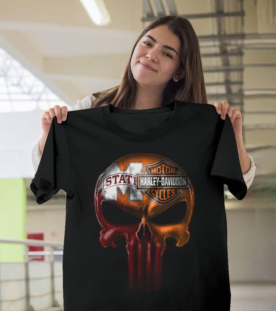 Mississippi State Harley Davidson Punisher T-Shirt
