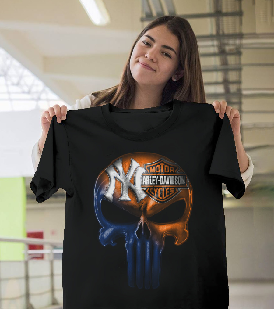 New York Yankees Harley Davidson Skull 30Ahl T-Shirt