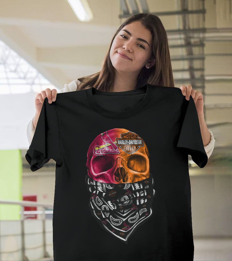 Cardinals Harley Davidson Skull Bandana T-Shirt