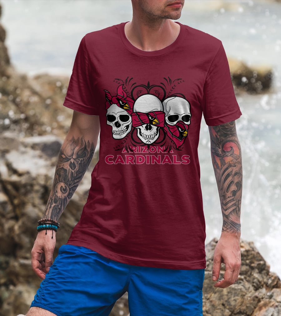 Arizona Cardinals Three Skulls T-Shirt