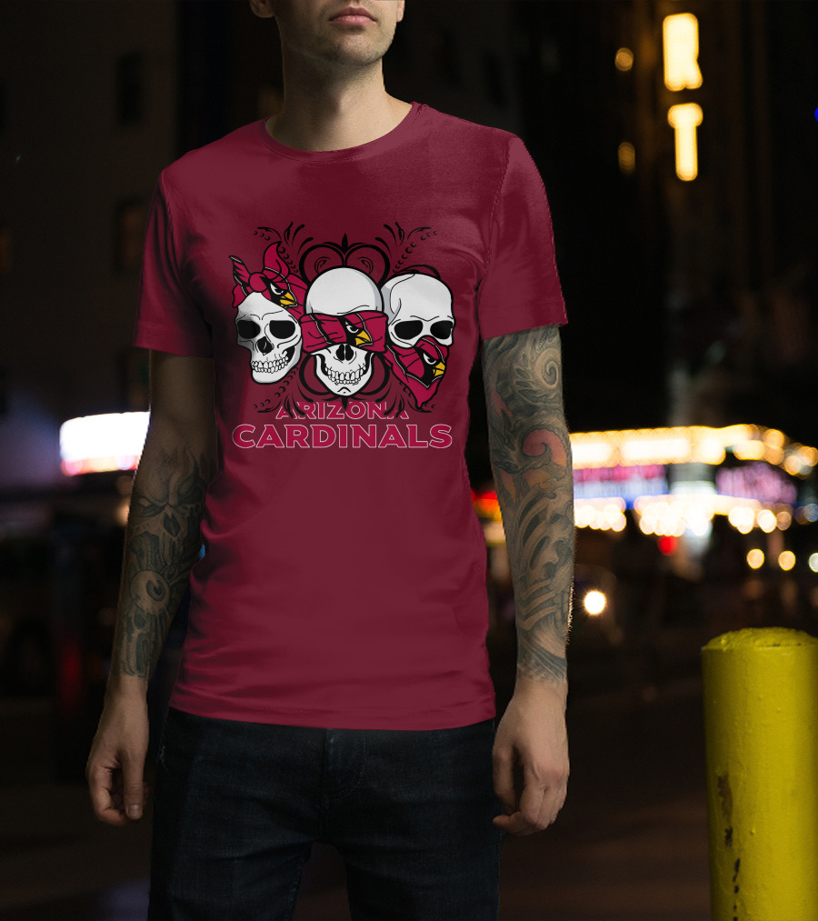 Arizona Cardinals Three Skulls T-Shirt