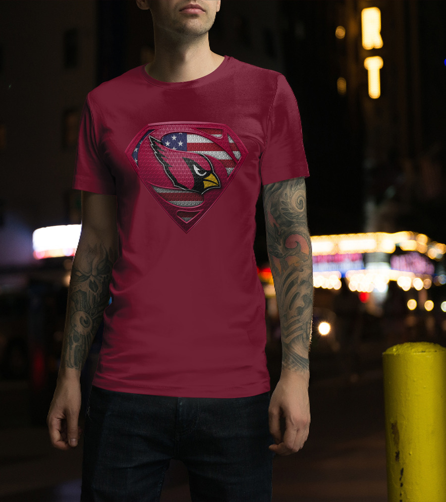 Arizona Cardinals Superman American Flag T-Shirt