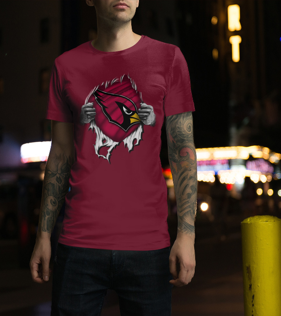 Torn Arizona Cardinals Emblem Revealed By Hands T-Shirt