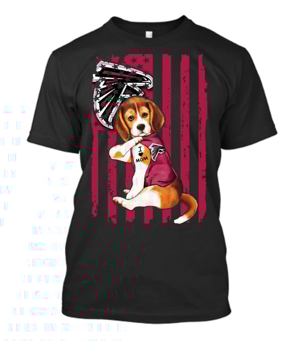 Atlanta Falcons Beagle I Love Mom Tattoo Stars Stripes T-Shirt