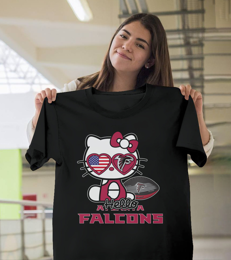 Hello Kitty Atlanta Falcons American Flag Football T-Shirt