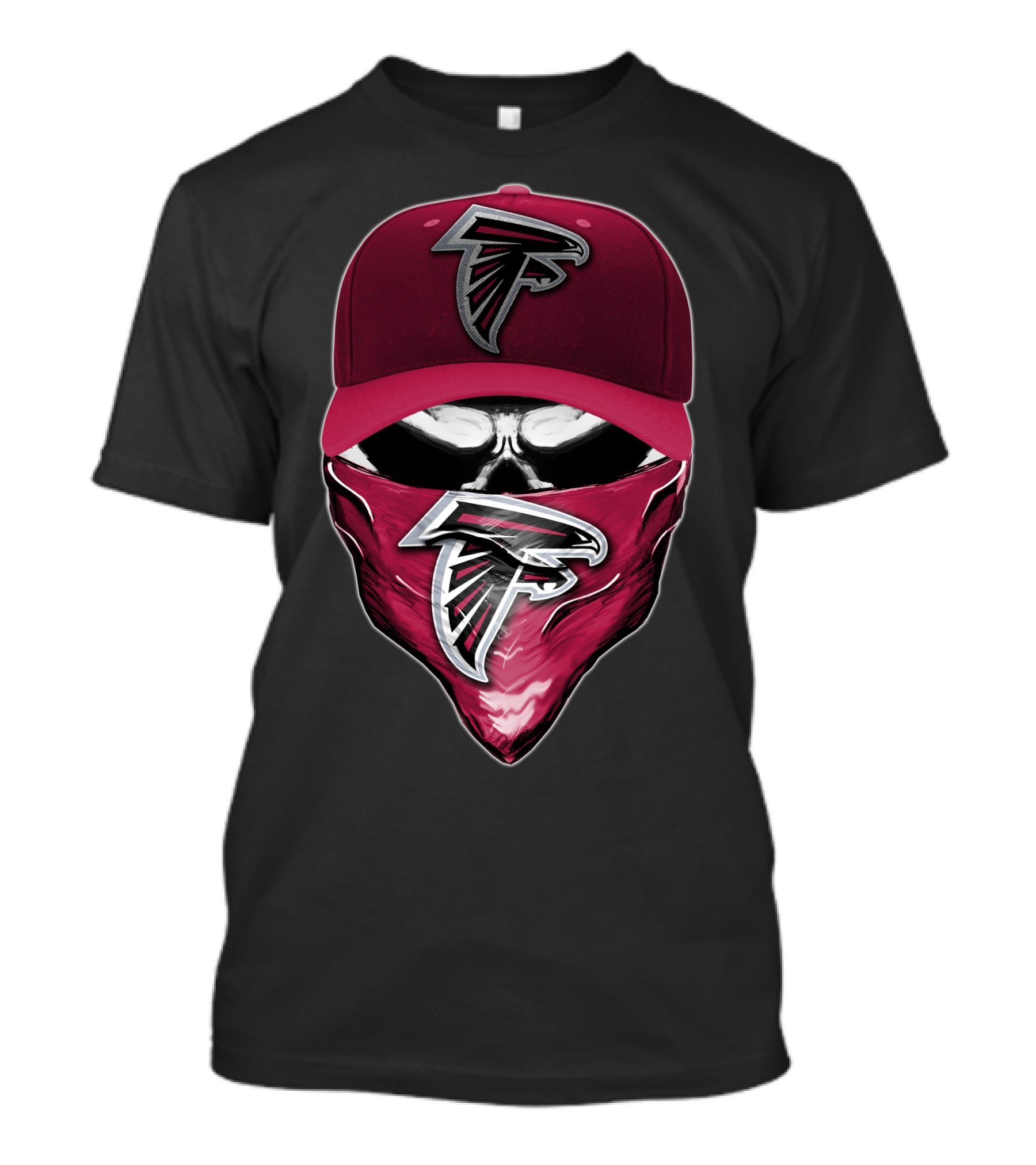 Skull Atlanta Falcons Logo Cap And Bandana T-Shirt