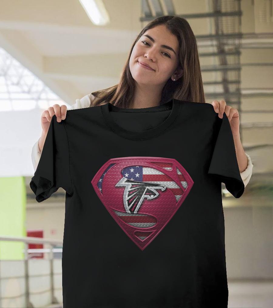 Atlanta Falcons Superman Logo American Flag T-Shirt