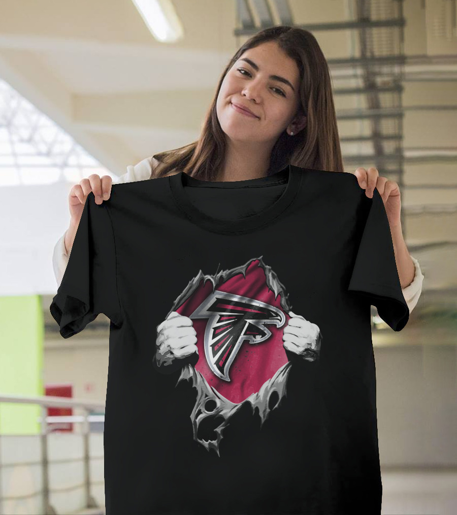 Torn Ripped Atlanta Falcons Emblem NFL T-Shirt