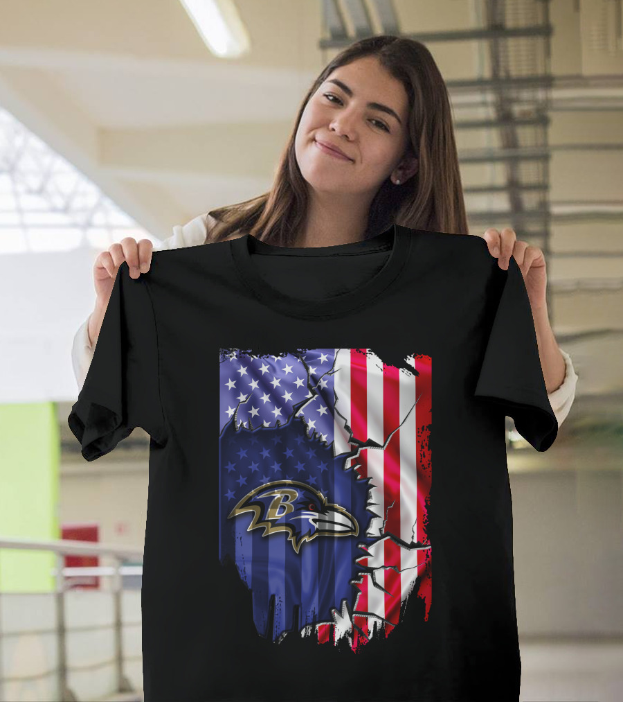 Flag Baltimore Ravens American Flag Stars And Stripes Ravens T-Shirt