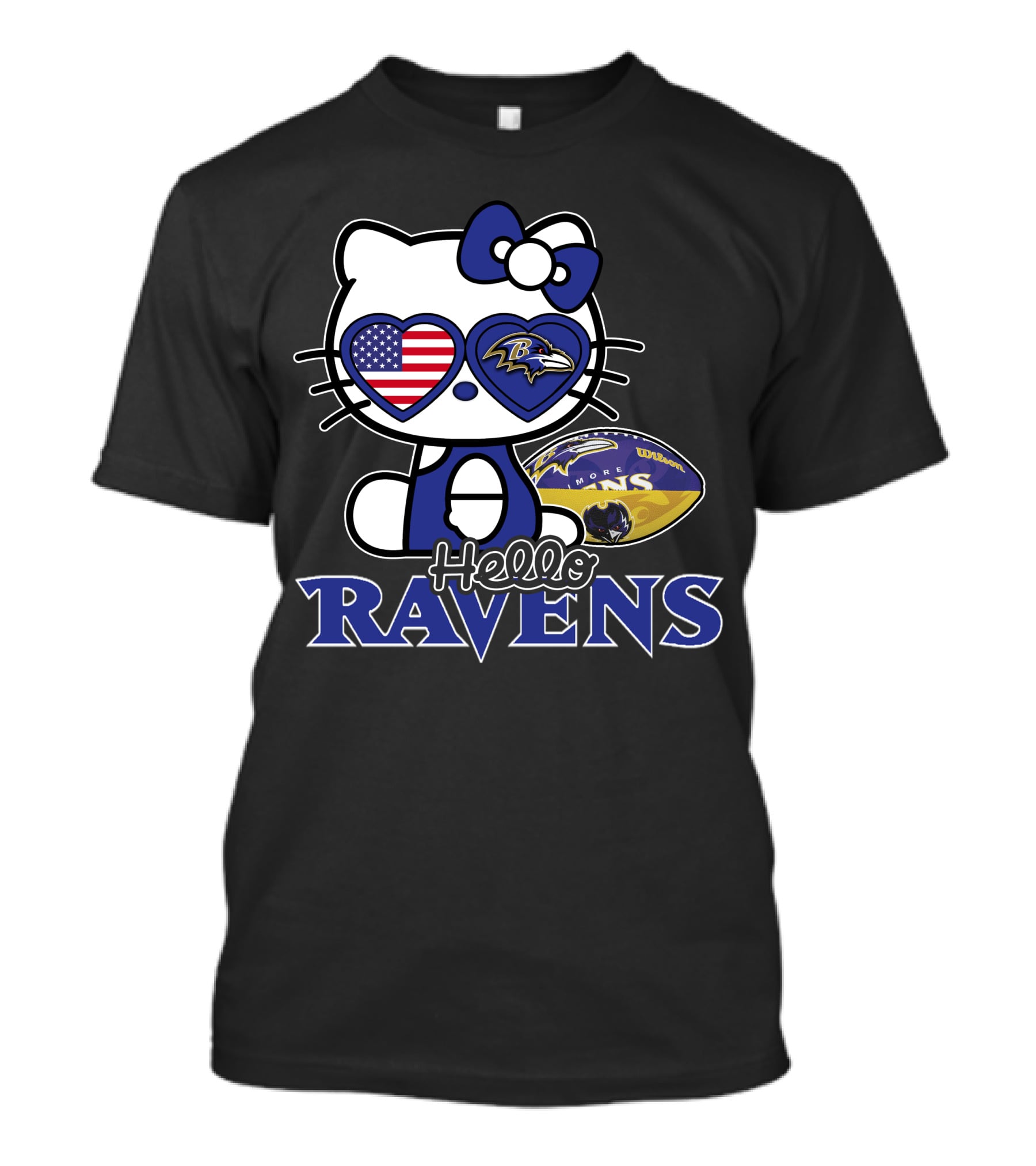 Hello Kitty Baltimore Ravens American Football Fan T-Shirt