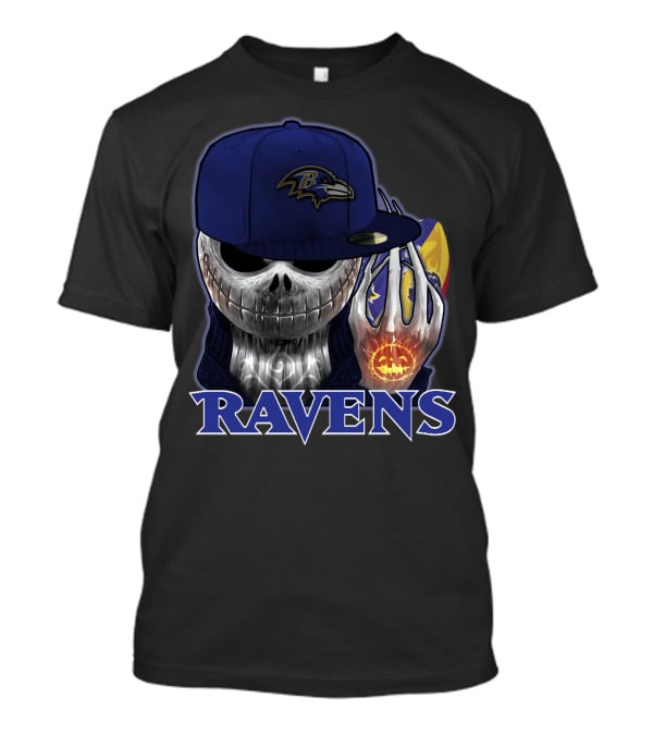 Jackskull Ravens Baltimore Halloween Football T-Shirt