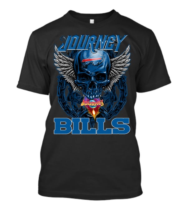 Journey Buffalo Bills Skull Wings Flame T-Shirt