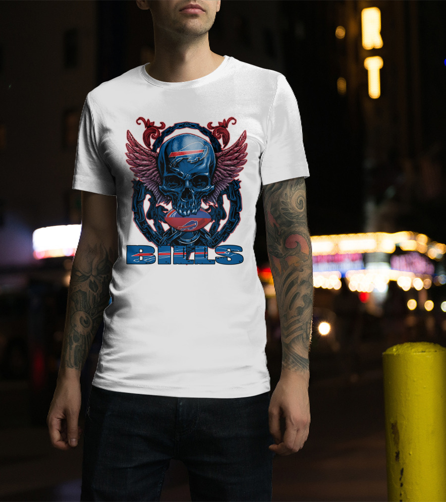 Buffalo Bills Winged Skullfb Football T-Shirt