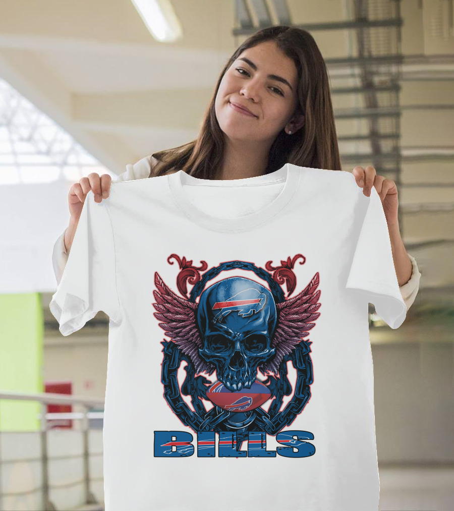 Buffalo Bills Winged Skullfb Football T-Shirt