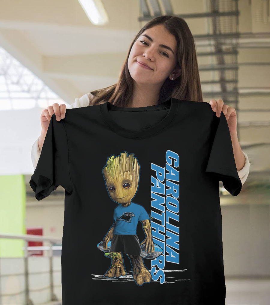 Groot Carolina Panthers Guardians of the Galaxy Crossover T-Shirt