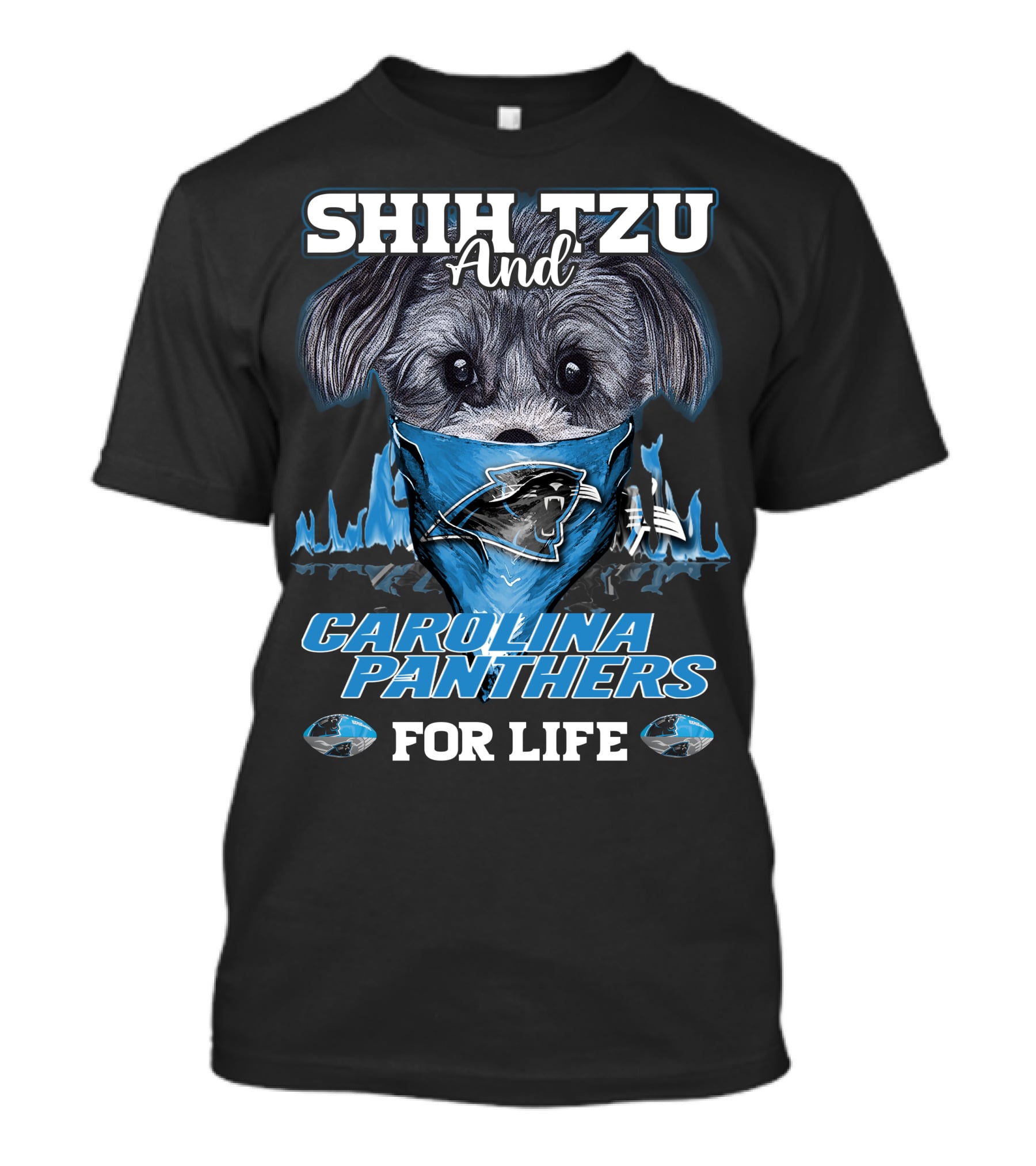 Shih Tzu And Carolina Panthers For Life T-Shirt