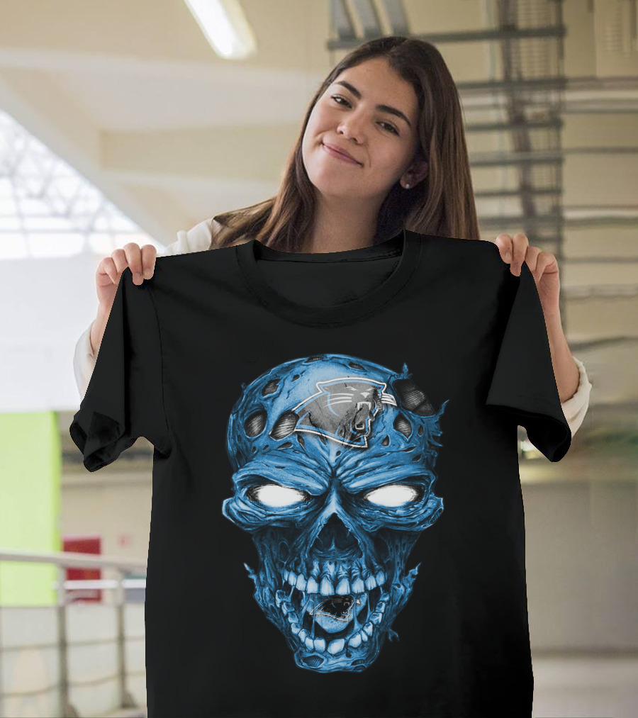 Skull Carolina Panthers NFL Blue Horror T-Shirt