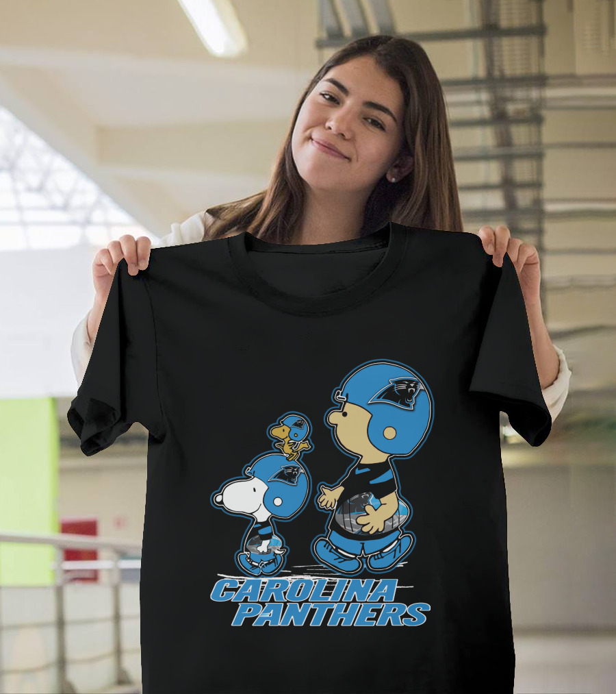Carolina Panthers Peanuts Snoopy Woodstock Football Helmet T-Shirt