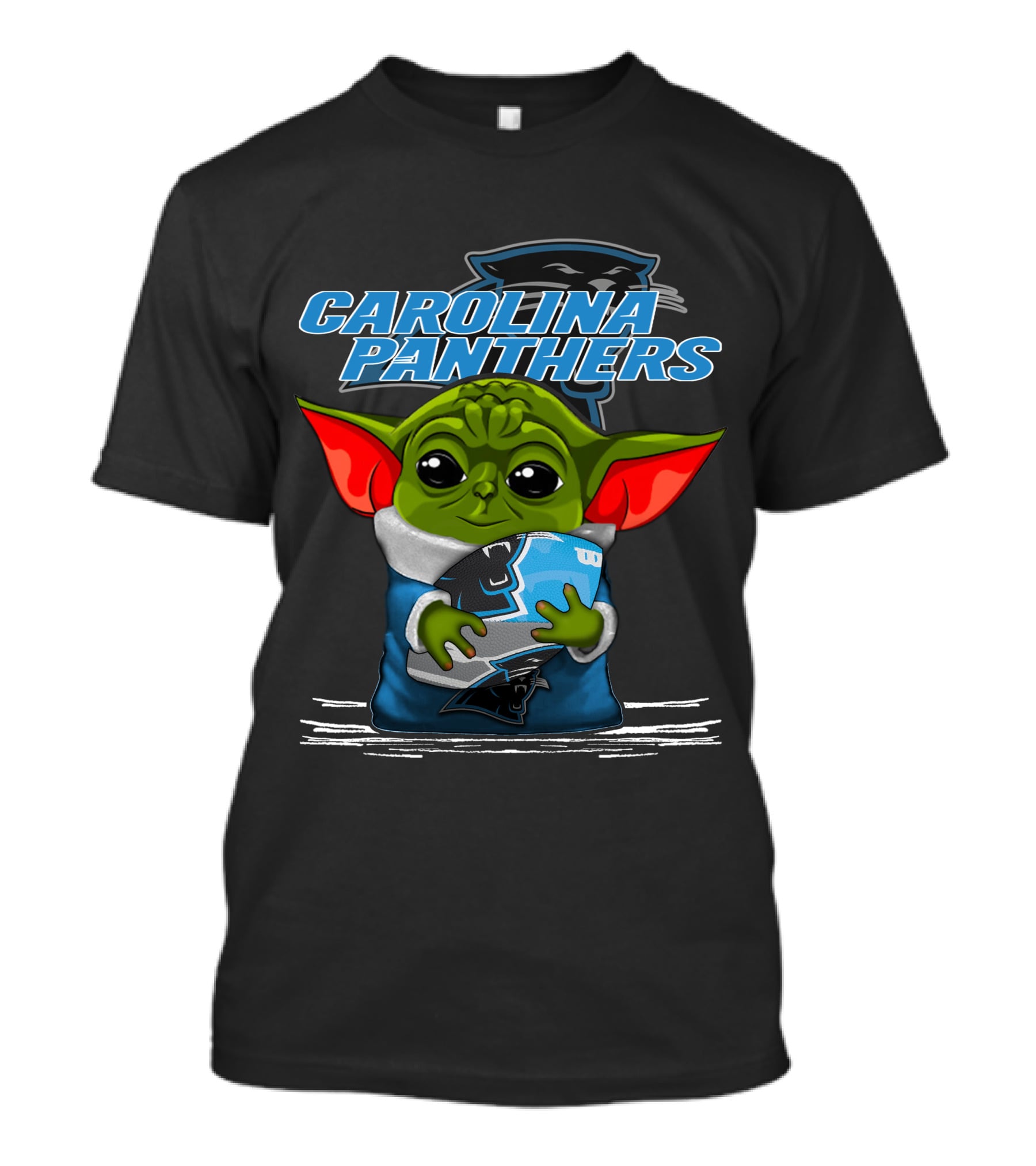 CAROLINA PANTHERS Yoda Holding Football T-Shirt
